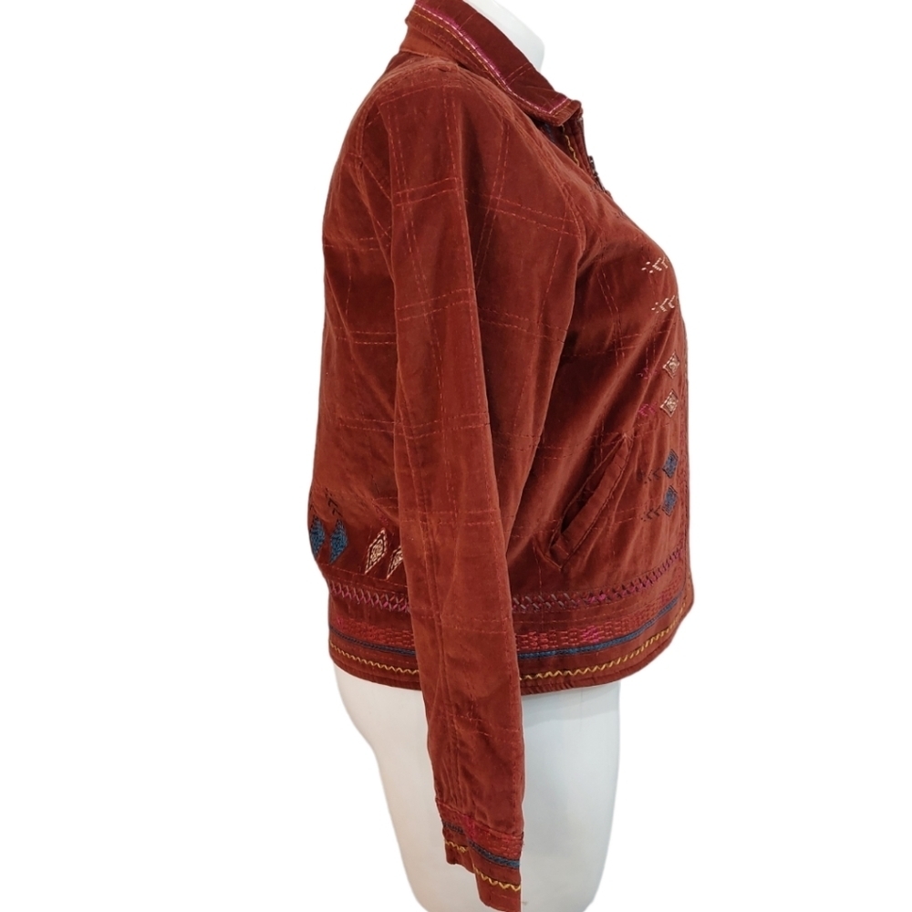 Coldwater Creek Tribal Embroidered Jacket Hippie Boho Sz Petite L - Picture 3 of 9